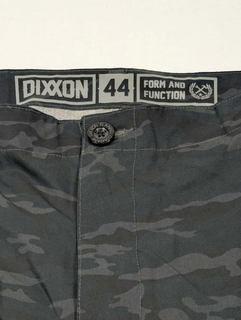 Dixxon Flannel Company Hybrid Shorts - Black Woodland Camo
